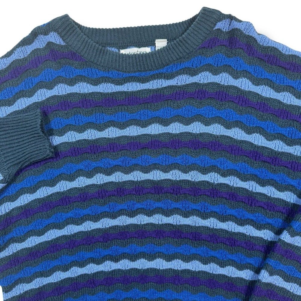 Vintage Saturdays Knit Sweater‎ Biggie Cosby Blue Purple Size Large